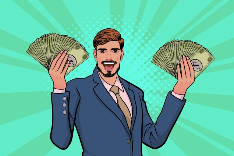 Grafika prezentująca celebrytę zarabiającego również jako biznesmen