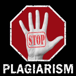 Plakat o treści "Stop plagiatom"