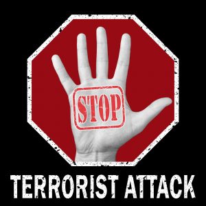 Plakat nawołujący do zaprzestania terroryzmu