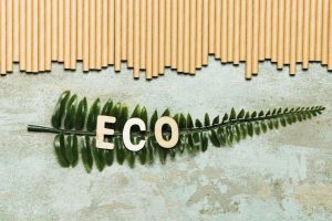 Sztuczny liść z napisem "eco"